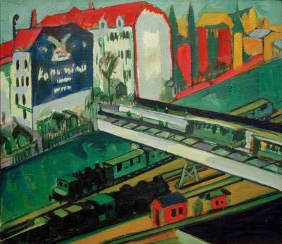 Tram and Railway; View from the Studio Window by Ernst Ludwig Kirchner